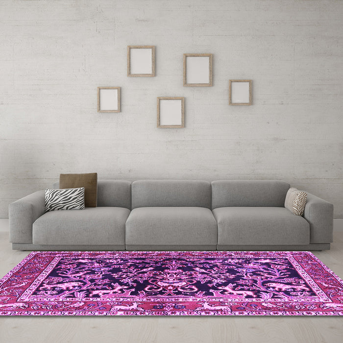 Machine Washable Animal Purple Traditional Area Rugs in a Living Room, wshtr3000pur