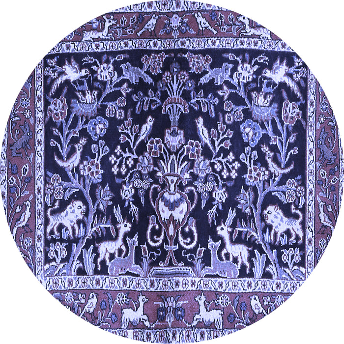 Round Machine Washable Animal Blue Traditional Rug, wshtr3000blu
