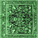 Square Machine Washable Animal Emerald Green Traditional Area Rugs, wshtr3000emgrn