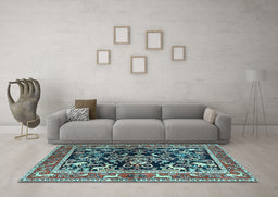 Machine Washable Animal Light Blue Traditional Rug in a Living Room, wshtr3000lblu