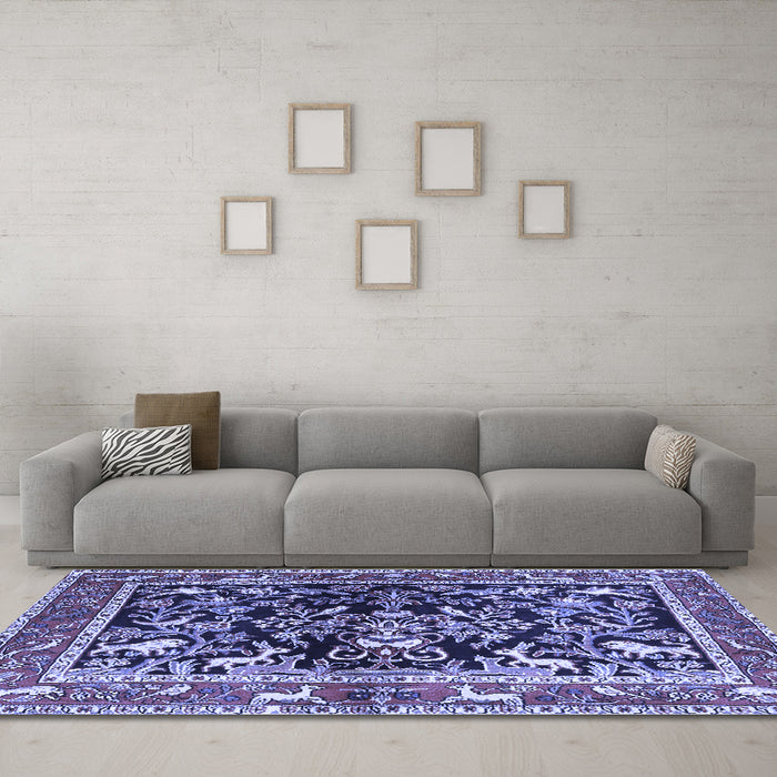 Machine Washable Animal Blue Traditional Rug in a Living Room, wshtr3000blu