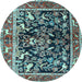 Round Animal Light Blue Traditional Rug, tr3000lblu