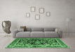 Machine Washable Animal Emerald Green Traditional Area Rugs in a Living Room,, wshtr3000emgrn