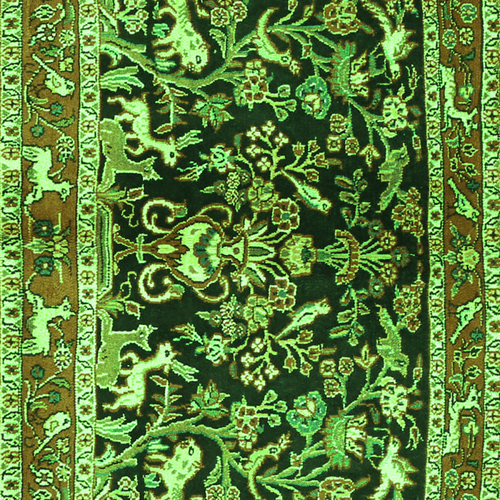 Serging Thickness of Machine Washable Animal Green Traditional Area Rugs, wshtr3000grn