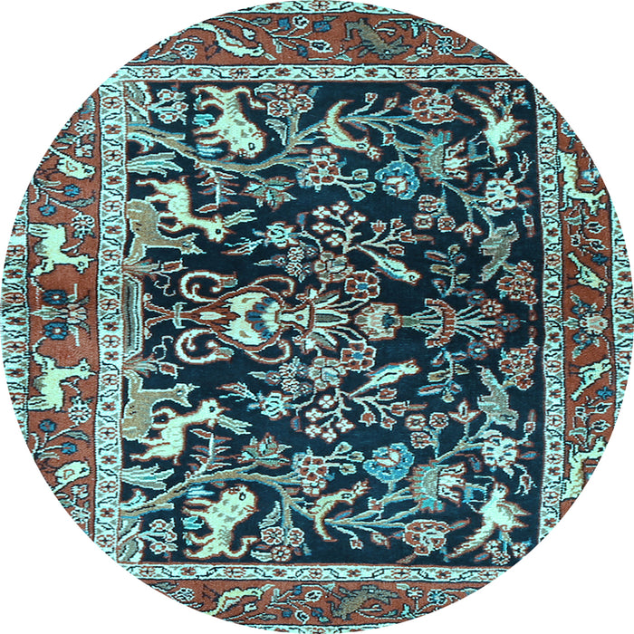 Round Machine Washable Animal Light Blue Traditional Rug, wshtr3000lblu