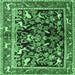 Square Animal Emerald Green Traditional Rug, tr3000emgrn