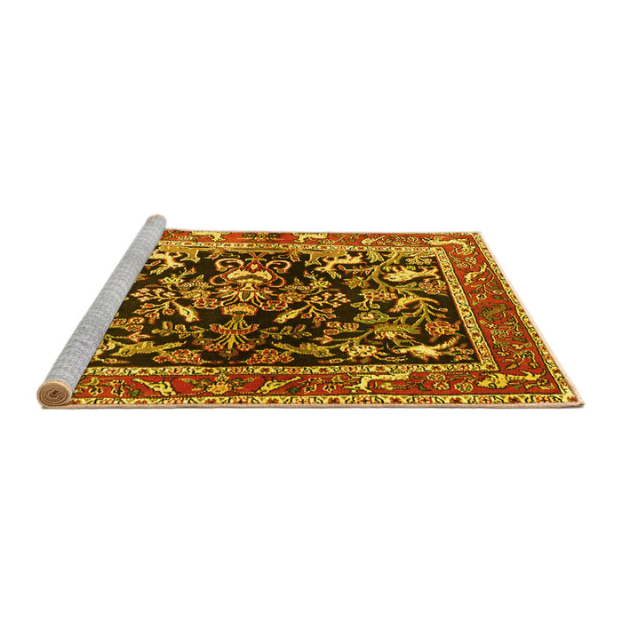 Sideview of Machine Washable Animal Yellow Traditional Rug, wshtr3000yw