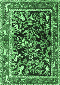 Animal Emerald Green Traditional Rug, tr3000emgrn