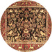 Round Animal Brown Traditional Rug, tr3000brn