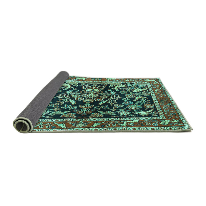 Sideview of Animal Turquoise Traditional Rug, tr3000turq