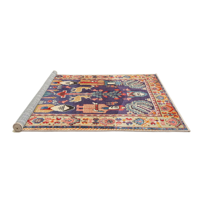 Sideview of Machine Washable Traditional Brown Rug, wshtr3001