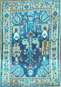 Animal Light Blue Traditional Rug, tr3001lblu