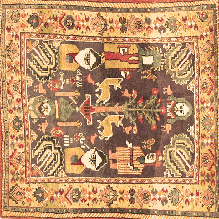 Square Animal Brown Traditional Rug, tr3001brn