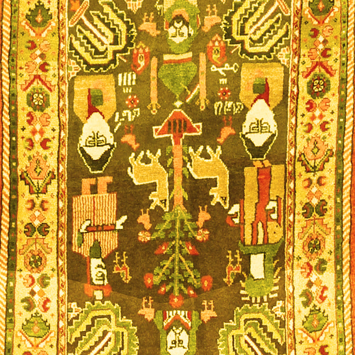 Machine Washable Animal Yellow Traditional Rug, wshtr3001yw
