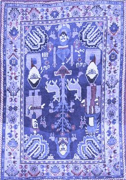 Animal Blue Traditional Rug, tr3001blu