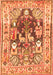Serging Thickness of Machine Washable Animal Orange Traditional Area Rugs, wshtr3001org