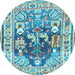 Round Animal Light Blue Traditional Rug, tr3001lblu