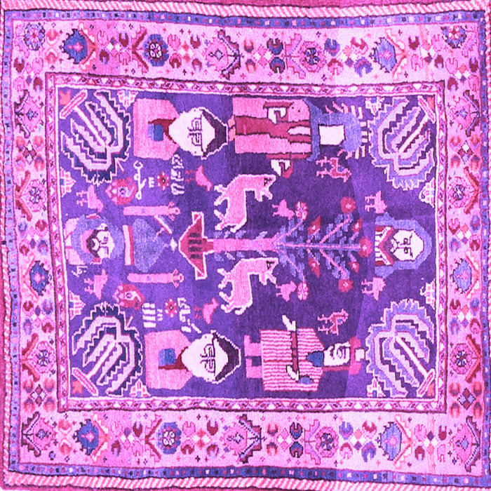 Square Machine Washable Animal Purple Traditional Area Rugs, wshtr3001pur