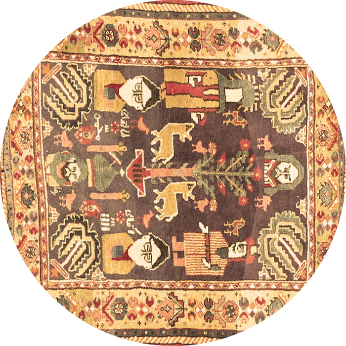 Round Machine Washable Animal Brown Traditional Rug, wshtr3001brn