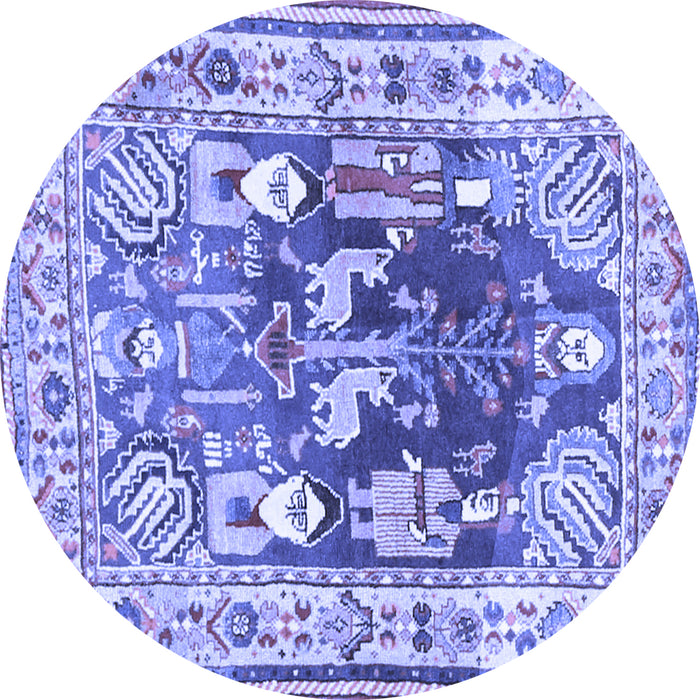 Round Machine Washable Animal Blue Traditional Rug, wshtr3001blu