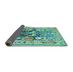 Sideview of Animal Turquoise Traditional Rug, tr3001turq