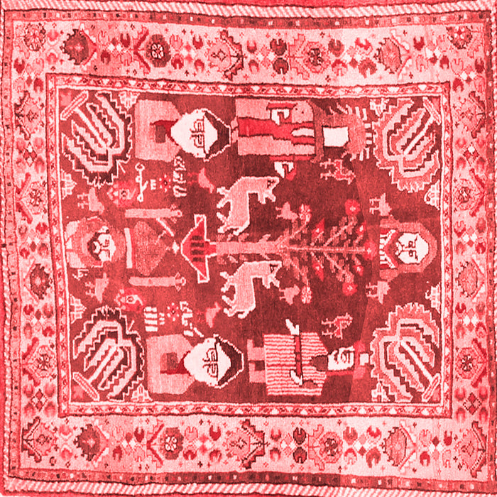 Machine Washable Animal Red Traditional Rug, wshtr3001red