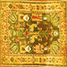 Square Animal Yellow Traditional Rug, tr3001yw