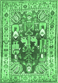 Animal Emerald Green Traditional Rug, tr3001emgrn