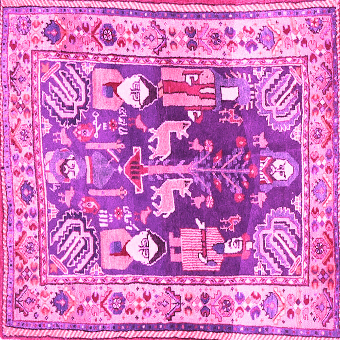 Square Machine Washable Animal Pink Traditional Rug, wshtr3001pnk