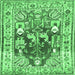 Square Machine Washable Animal Emerald Green Traditional Area Rugs, wshtr3001emgrn