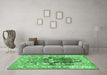 Machine Washable Animal Emerald Green Traditional Area Rugs in a Living Room,, wshtr3001emgrn