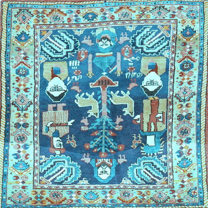 Square Animal Light Blue Traditional Rug, tr3001lblu