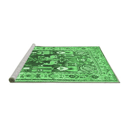 Sideview of Machine Washable Animal Emerald Green Traditional Area Rugs, wshtr3001emgrn