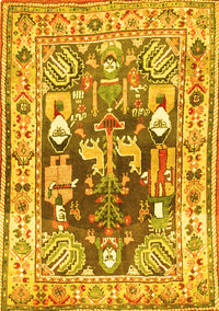 Animal Yellow Traditional Rug, tr3001yw