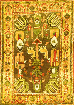 Animal Yellow Traditional Rug, tr3001yw