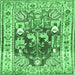 Square Animal Emerald Green Traditional Rug, tr3001emgrn