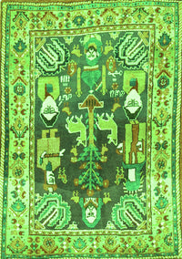 Animal Green Traditional Rug, tr3001grn