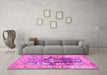 Machine Washable Animal Pink Traditional Rug in a Living Room, wshtr3001pnk