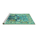 Sideview of Machine Washable Animal Turquoise Traditional Area Rugs, wshtr3001turq