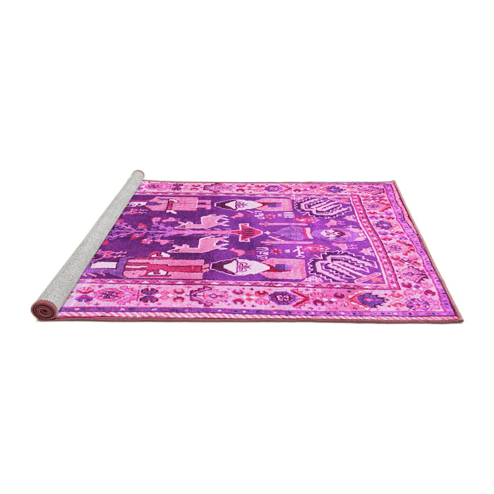 Sideview of Machine Washable Animal Pink Traditional Rug, wshtr3001pnk
