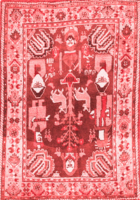 Animal Red Traditional Rug, tr3001red