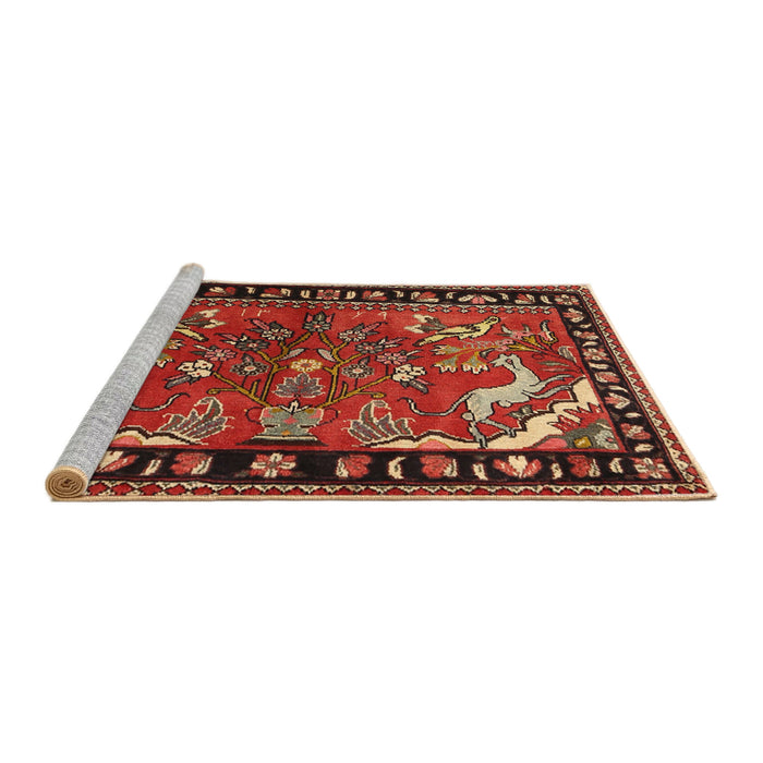 Sideview of Machine Washable Traditional Tomato Red Rug, wshtr3002