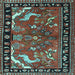 Square Machine Washable Persian Light Blue Traditional Rug, wshtr3002lblu