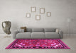 Machine Washable Persian Pink Traditional Rug in a Living Room, wshtr3002pnk