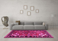 Machine Washable Persian Pink Traditional Rug, wshtr3002pnk