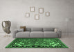 Machine Washable Persian Emerald Green Traditional Area Rugs in a Living Room,, wshtr3002emgrn