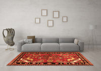 Machine Washable Persian Orange Traditional Rug, wshtr3002org