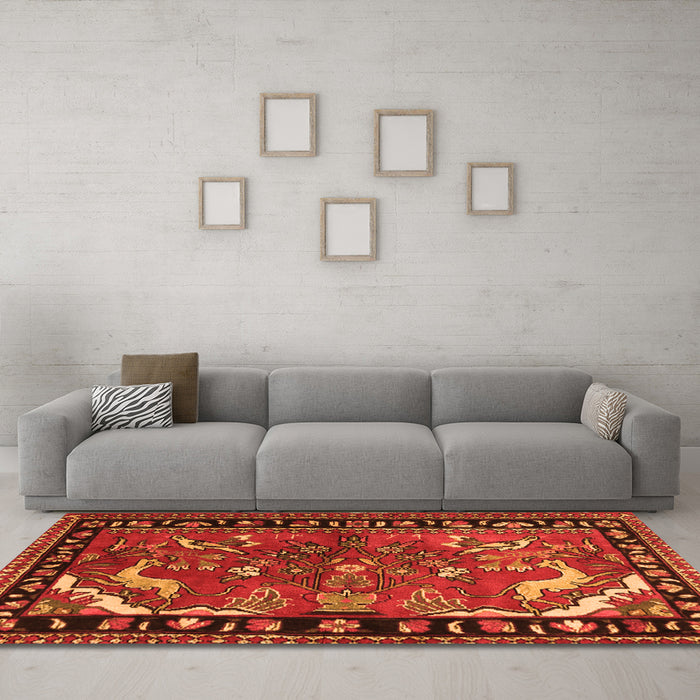 Machine Washable Persian Orange Traditional Area Rugs in a Living Room, wshtr3002org