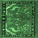 Square Machine Washable Persian Emerald Green Traditional Area Rugs, wshtr3002emgrn