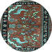 Round Machine Washable Persian Light Blue Traditional Rug, wshtr3002lblu